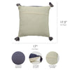 Hand-Woven Blue Boho Moroccan Decorative Throw Pillow - 17" x 17.5"